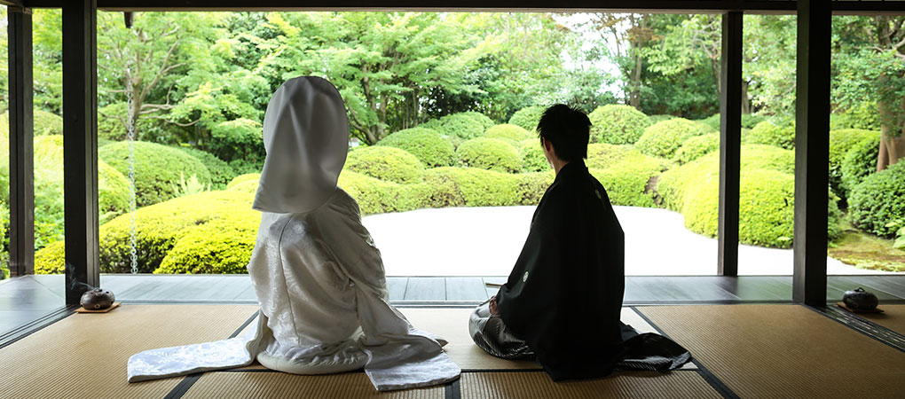 丈山苑と新郎新婦の写真その2